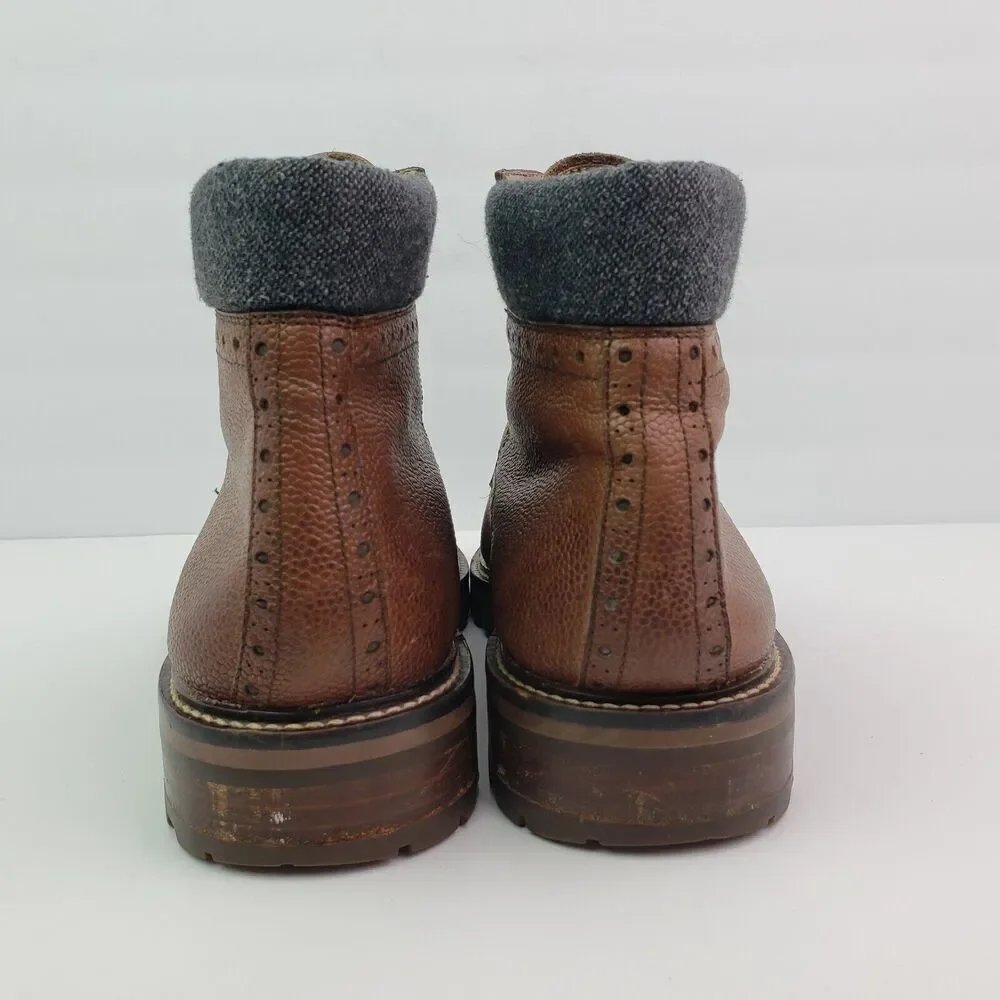 Warfield & Grand Darren Mens Size 8.5 Brown Leather Cap Toe Brogue Boots Shoes